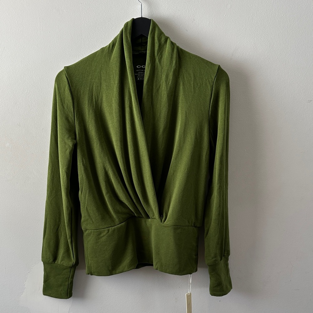 OGL Olive Green Draped Long Sleeve Top